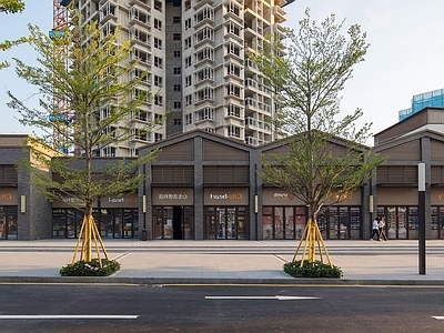 现代新中式城市外景 白天城市外景 广场外景 道路外景