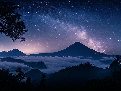 现代户外HDR 夜景星空极光全景