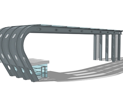 现代其他工业建筑 现代科技大门 科技馆工业大门