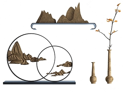现代摆件组合 新中式假山摆件