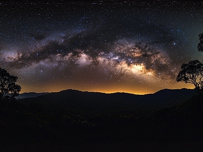 现代天空HDR 夜景星空极光全景