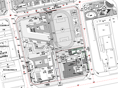 现代学校建筑 小学建筑布局 小学总平面图 学校规划平面图 小学建筑 施工图