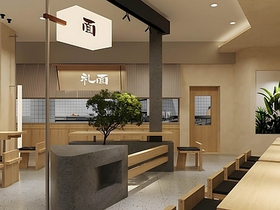 新中式面馆 新中式快餐店 新中式奶茶店 原木风中餐厅 新中式茶馆 餐饮店桌椅