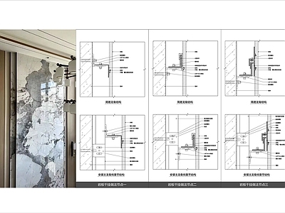 现代墙面节点 干挂岩板节点图 岩板上墙节点 岩板安装节点 岩板干挂 干挂瓷砖节点 施工图