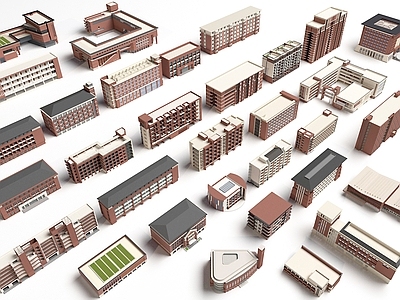 现代学校建筑 教学楼 办公楼 行政楼 学校建筑