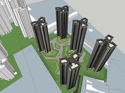 现代新中式高层住宅 住宅区 住宅规划 小区规划