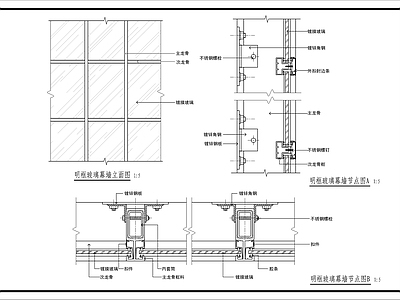 幕墙结构 玻璃幕墙 玻璃幕墙节点图 施工图