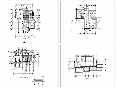 意式别墅建筑 独栋别墅 三层别墅 施工图