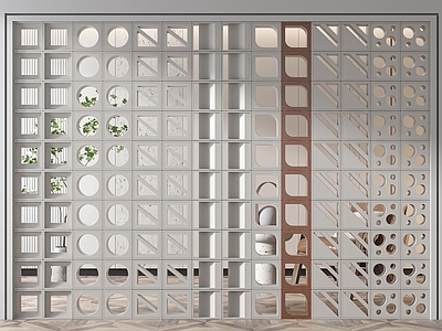 侘寂风水泥构件镂空隔断