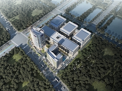 现代新中式产业园建筑 现代写字楼产业园 施工图