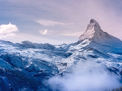 现代风景 雪景 山