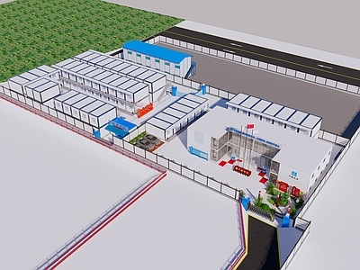 现代工业其他工业建筑 工地 施工项目部 临建 办公生活区