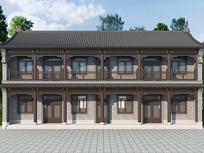 中式新中式古建 厢房 中式别墅 名宿 徽派建筑 仿古建筑