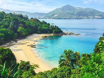 现代风景 山 海洋 白天