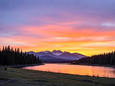 现代风景 夕阳 黄昏 晚霞 山 剪影