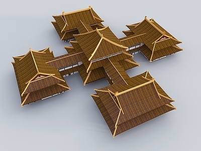 新中式中式古建 中式古建 大殿组合