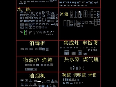 现代综合家具图库 动态图块 厨房素材 施工图