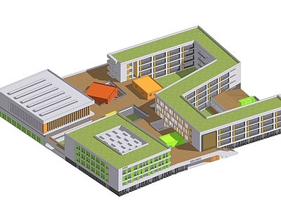 现代学校建筑 现代小学综合体 小学建筑 学校建筑