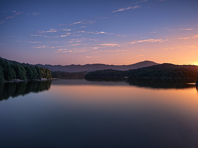 现代风景 湖边风景 夕阳