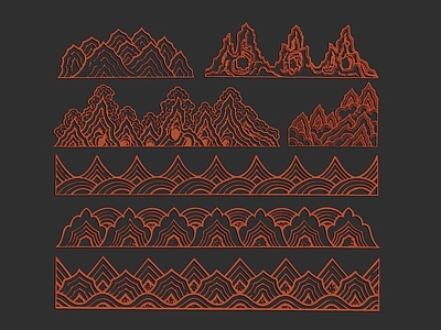 现代挂件 山峰 线稿图 民族图案 蒙古族 花纹装饰