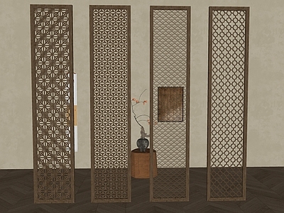 中式屏风 中式花格玄关隔断 实木镂空雕花屏风