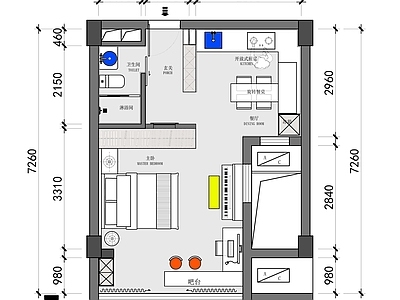 现代极简公寓 公寓平面图 户型优化 施工图