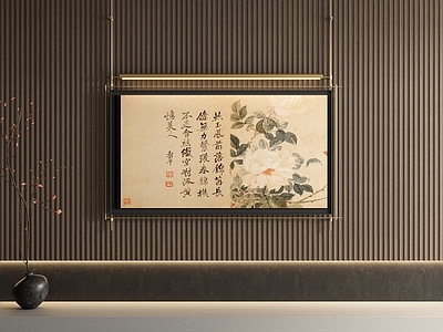 新中式中古挂画 黑白挂画 山水画 挂画组合