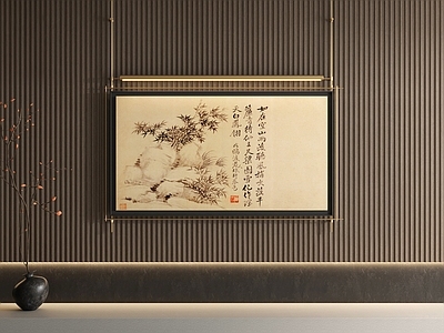 新中式中古挂画 黑白挂画 山水画 字画 油画 国画