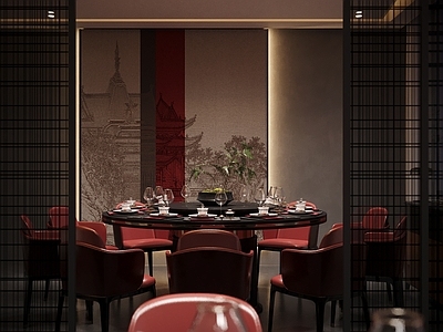 新中式中餐厅 餐桌 包间 连包 酒店 新中式
