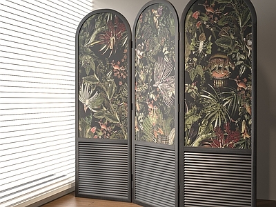 中古复古屏风 木屏风 实木隔断屏风 复古花鸟屏风隔断 折叠百叶侘寂屏风 客厅卧室屏风隔断