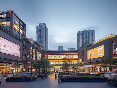 现代街道外景 城市白天街道外景