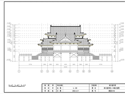 中式古建 仿古建筑 古建筑群 闸口盘车图 施工图 古建