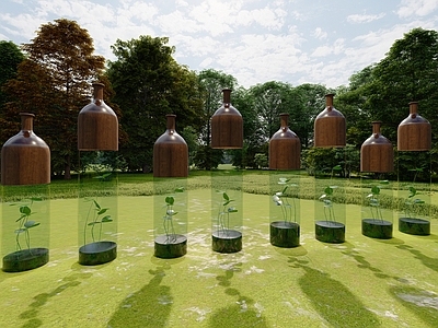 现代雕塑小品 植物培养容器