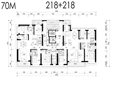 现代住宅楼建筑 大户型双拼住宅 施工图