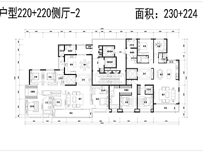 现代住宅楼建筑 220㎡双拼户型 施工图