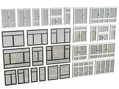 现代窗户组合 窗户玻璃窗 落地窗阳台窗 飘窗卧室窗 平开窗门窗 不锈钢推拉窗