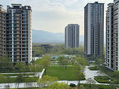 现代小区外景 小区白天外景