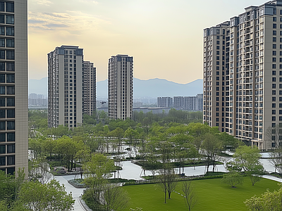 现代小区外景 小区白天外景