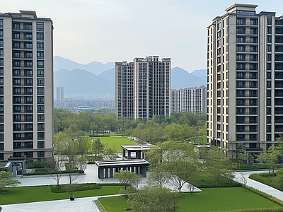 现代小区外景 小区白天外景