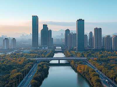 现代城市外景 城市白天外景