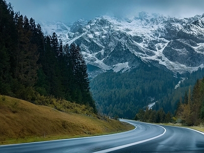 现代风景 山 雪景