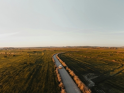 现代风景 农田 夕阳 白天