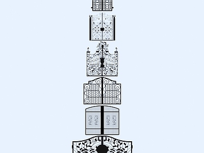 现代其他门 铁艺大门 庭院