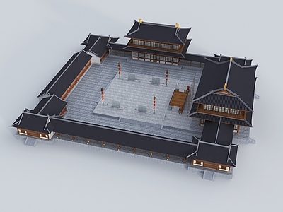 新中式中式古建 中式古建 中式建筑 演武场 比武擂台
