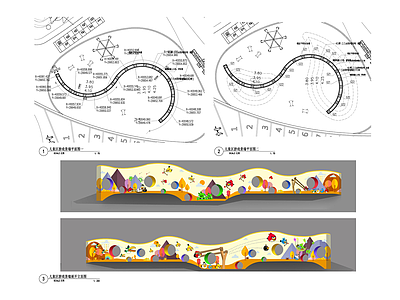 现代景墙 儿童景墙 施工图