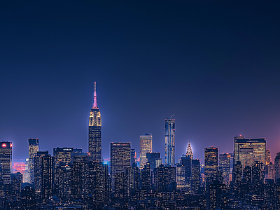 现代城市外景 城市傍晚夜景