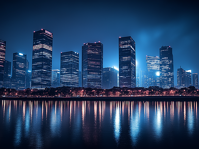 现代城市外景 城市傍晚夜景 夜晚城市