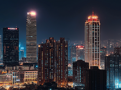 现代城市外景 城市傍晚夜景