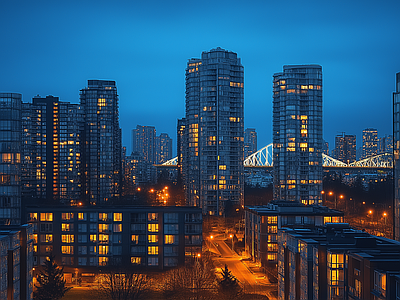 现代城市外景 城市傍晚夜景 夜晚城市