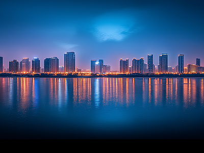 现代城市外景 城市傍晚夜景